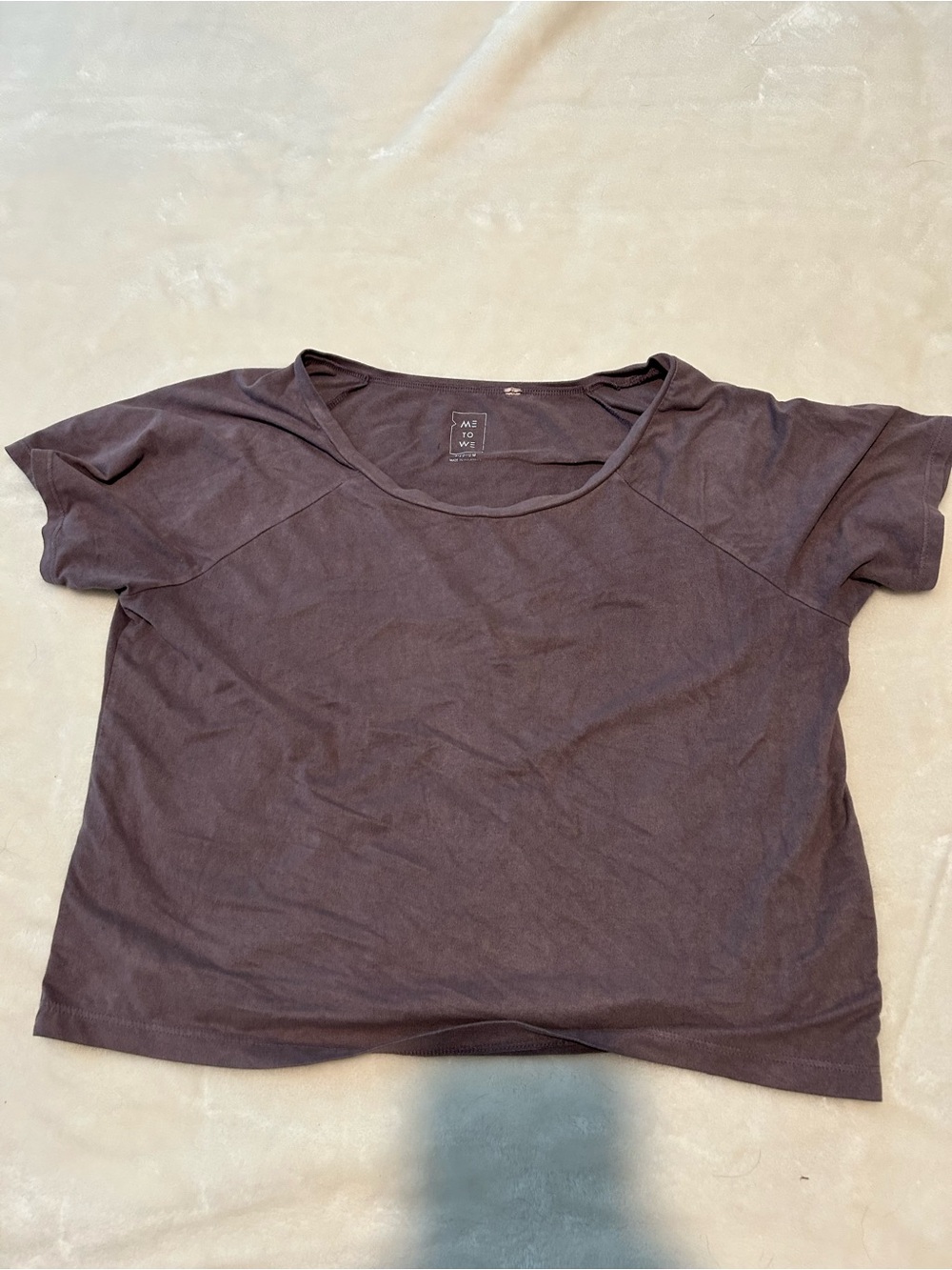 Everyday Velvet Scoop Neck Short Sleeve Top - Eggplant